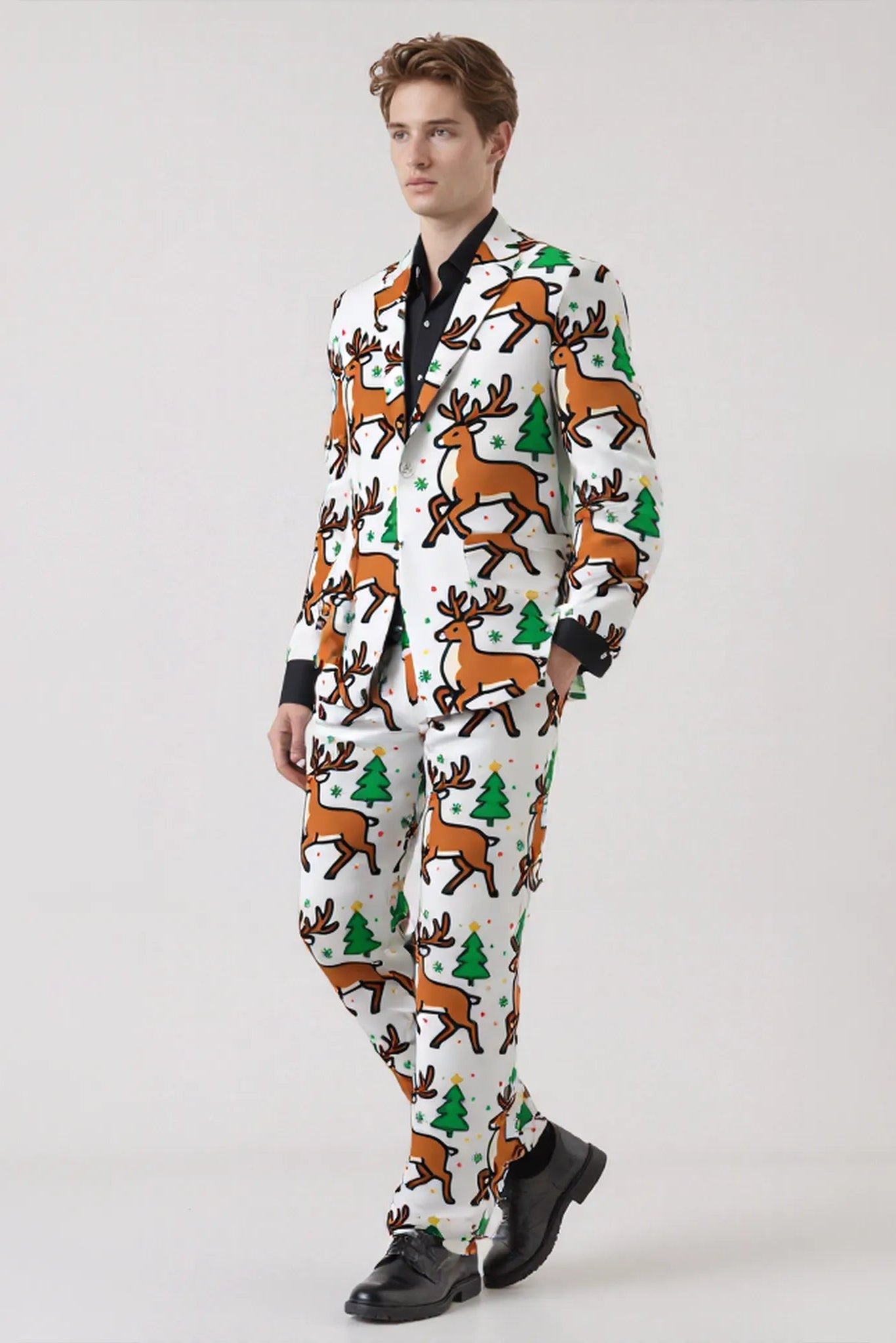 Men's Deer Animal Christmas Eve Party 2 Piece Suit