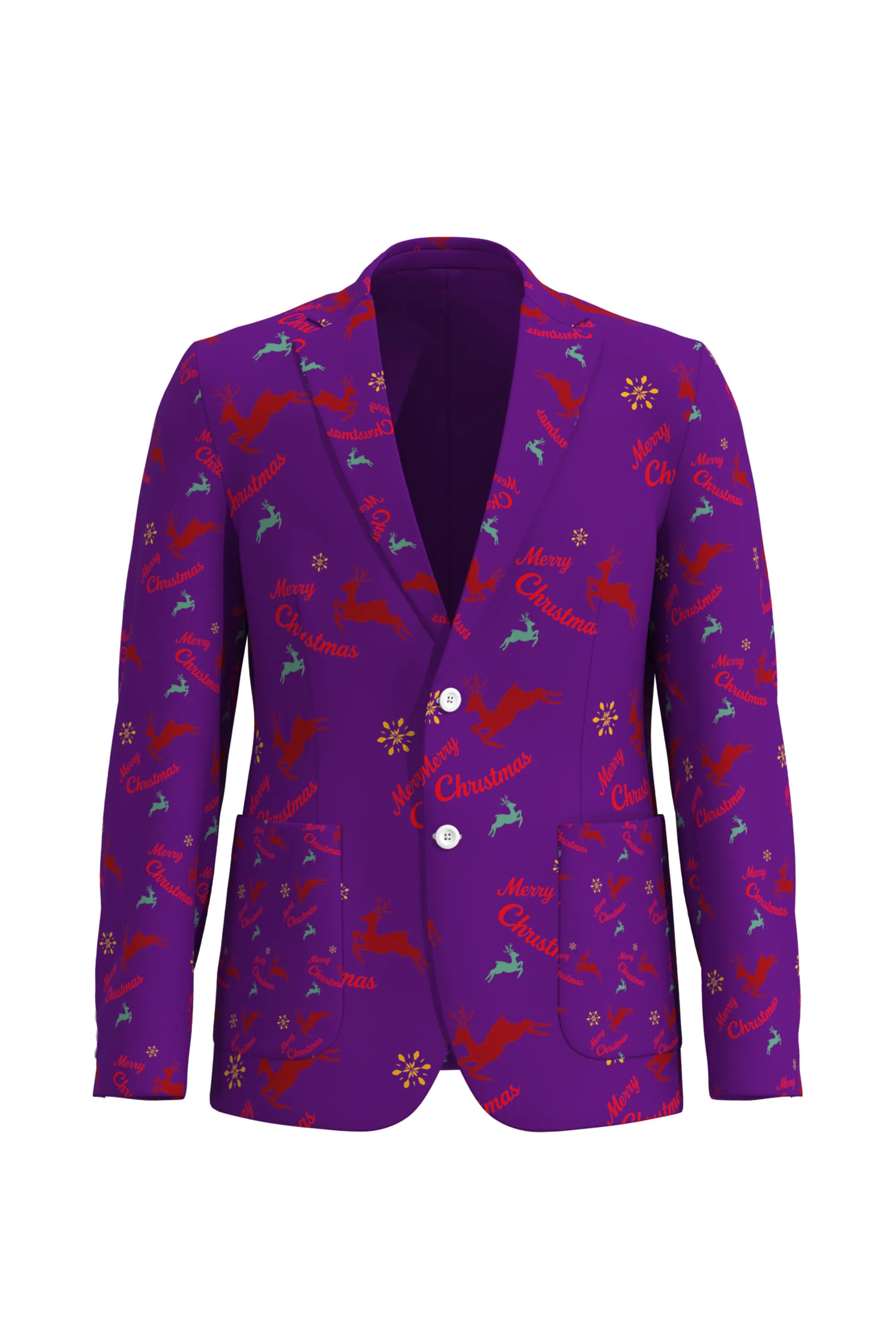 Men's Funny Printed Christmas Eve Party 2 Piece Suit