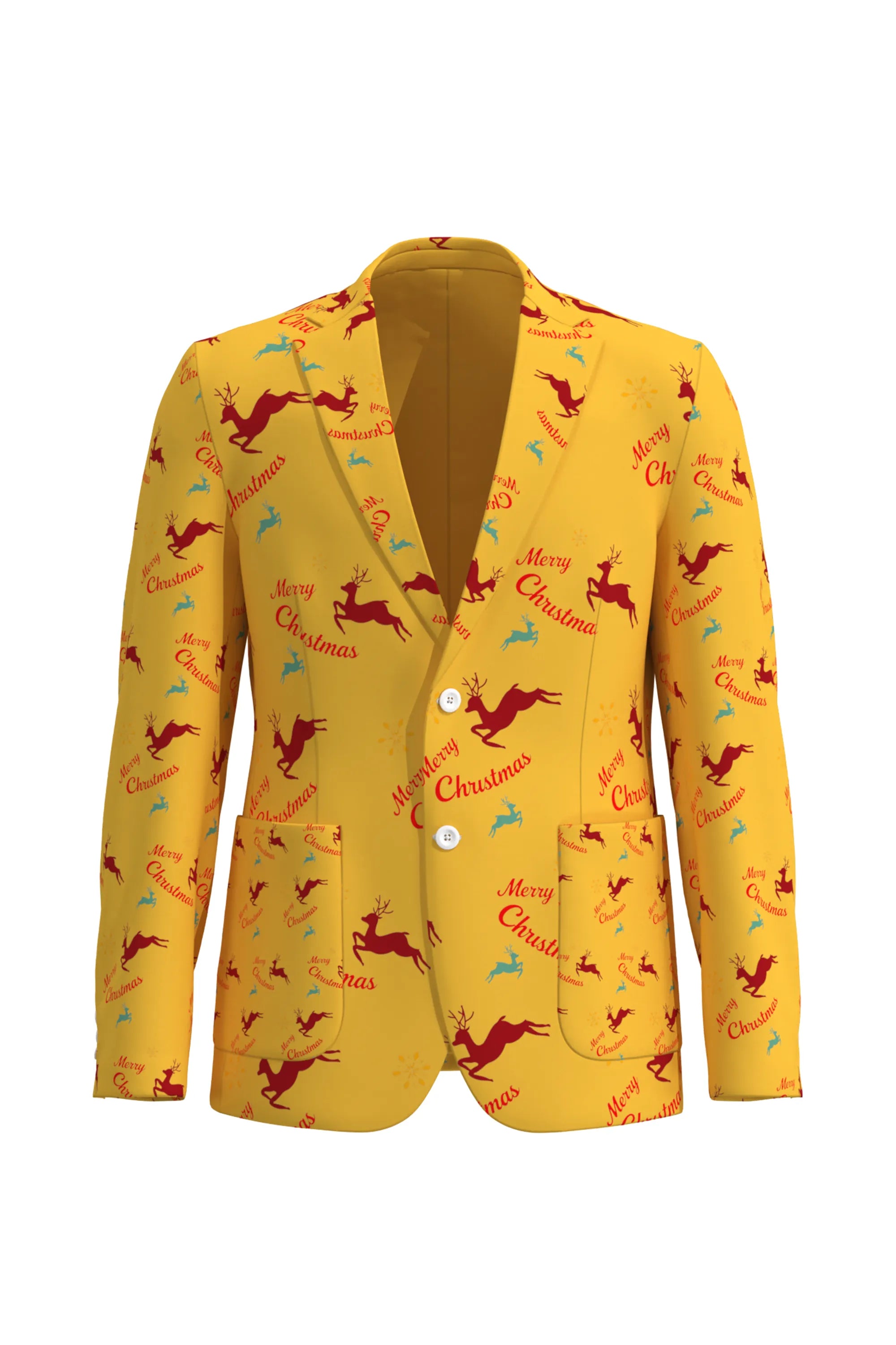 Men's Funny Printed Christmas Eve Party 2 Piece Suit