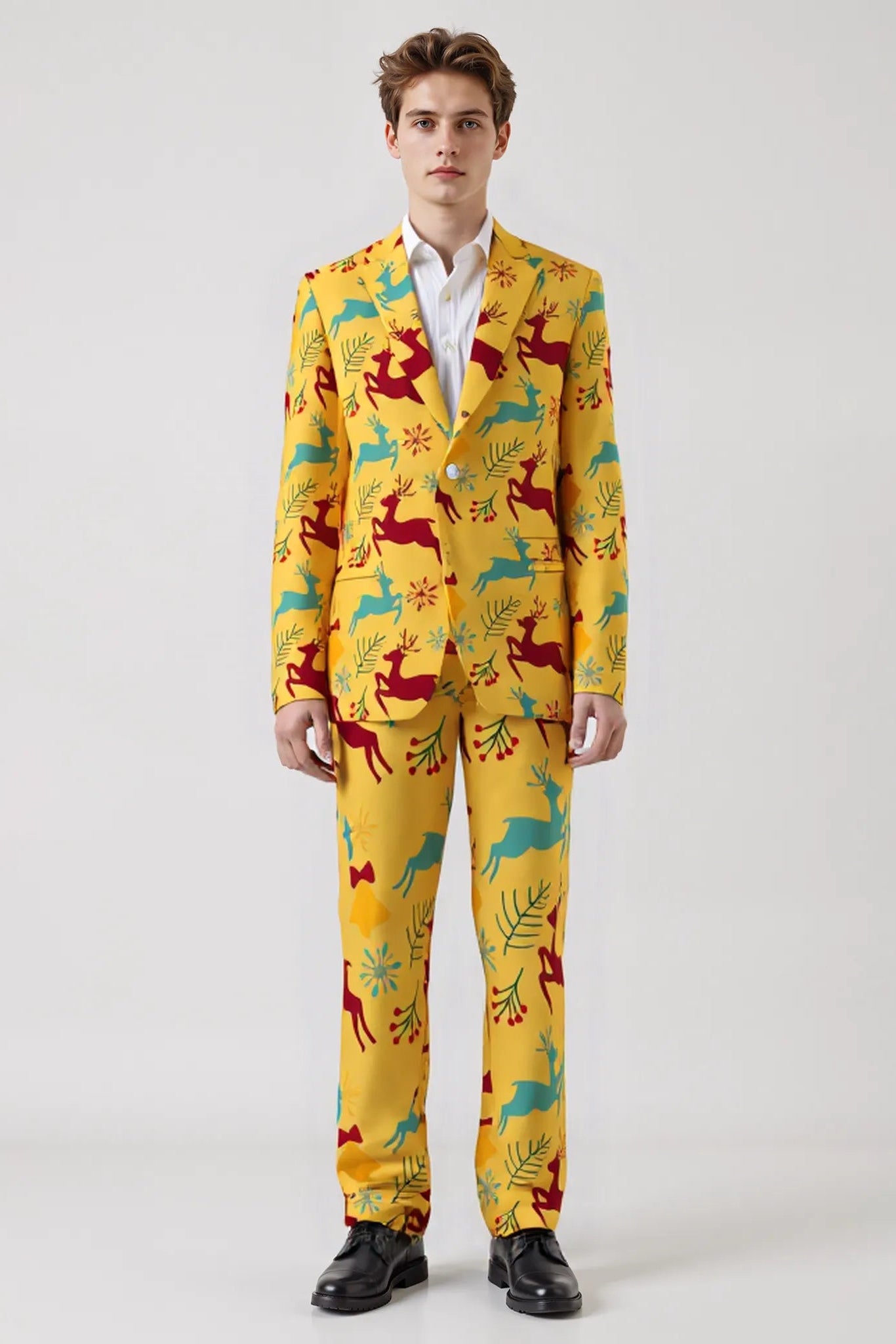 Men's Deer Animal Christmas Eve Party 2 Piece Suit