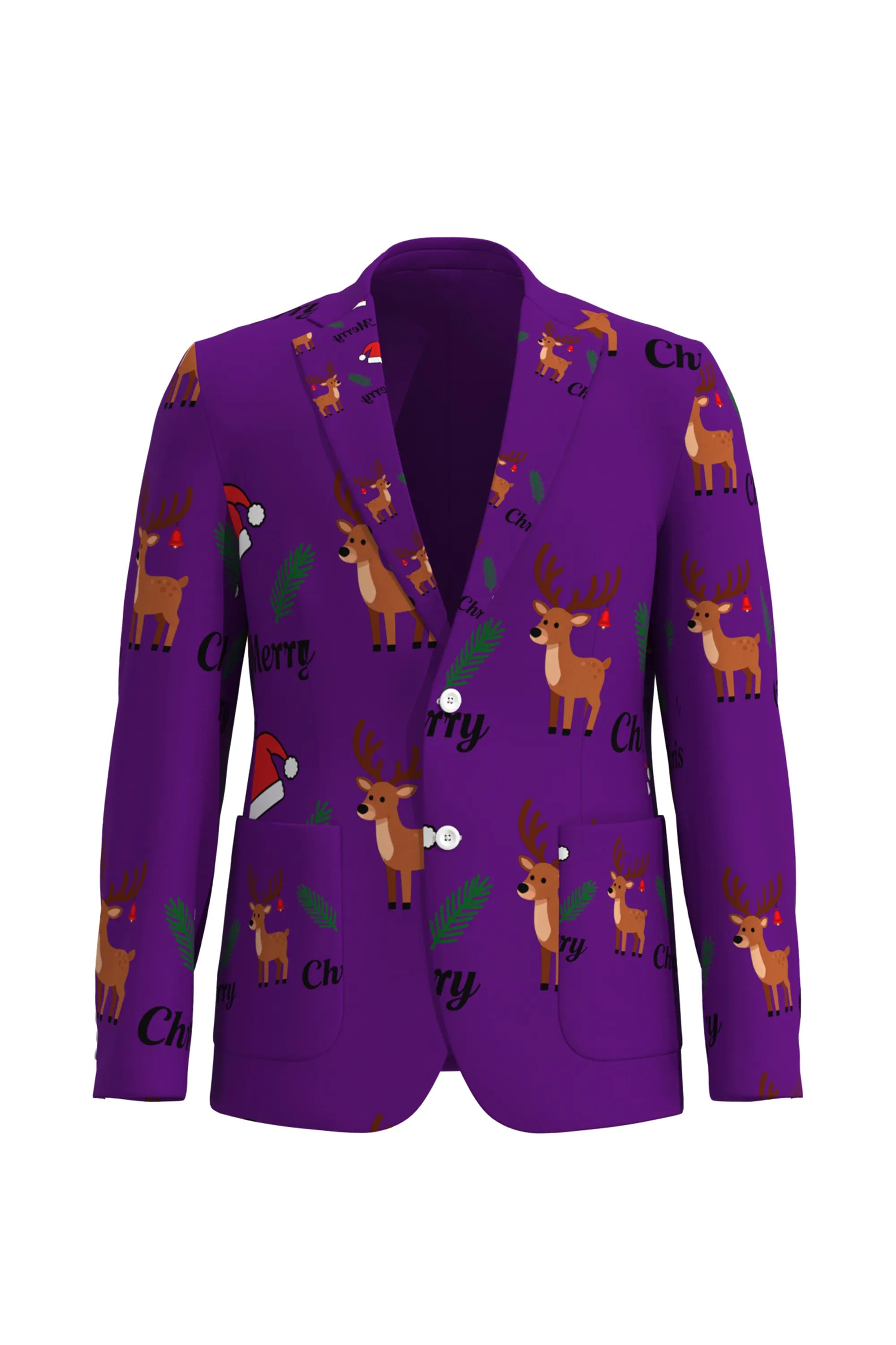 Men's Deer Animal Christmas Eve Party 2 Piece Suit