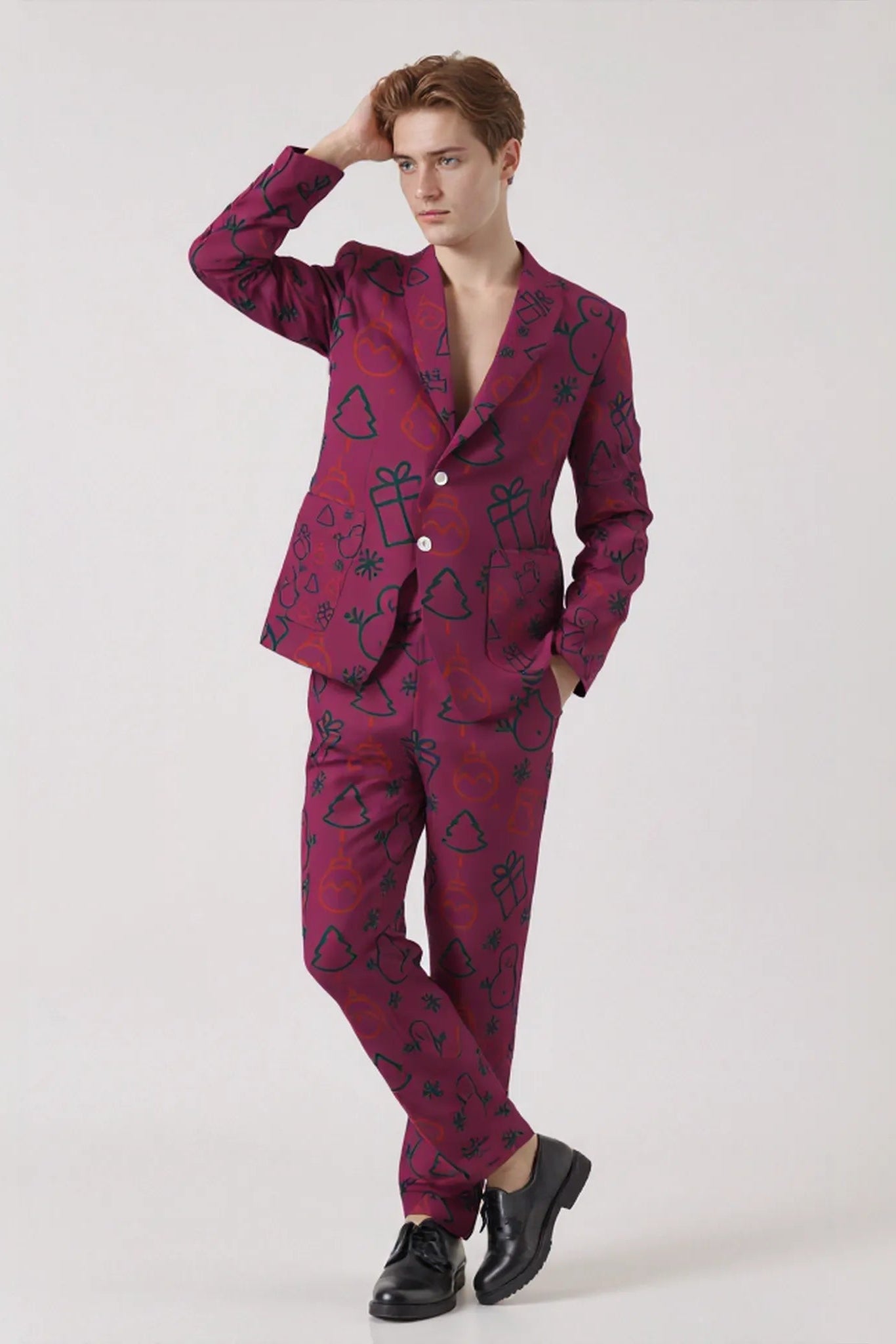 Men's Festive Christmas Eve Party 2 Piece Suit