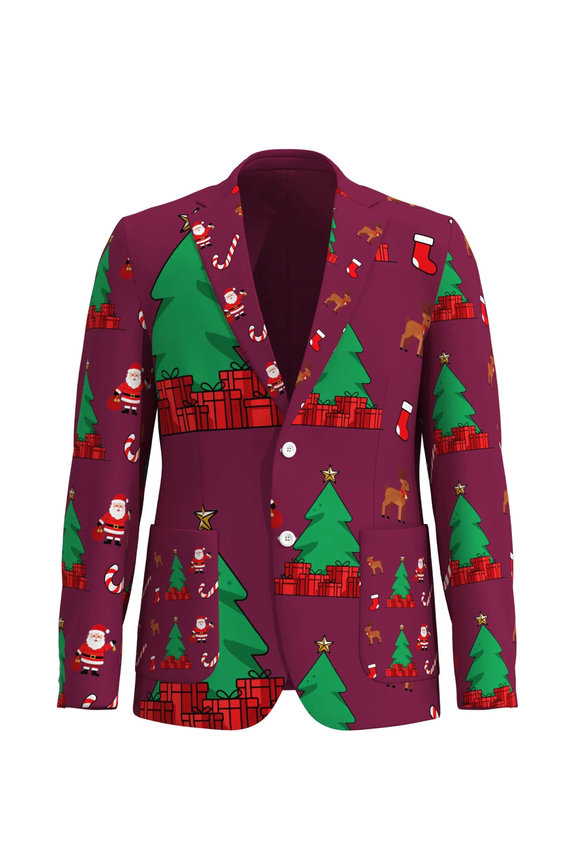 Men's Trees Pattern Christmas Eve Party 2 Piece Suit