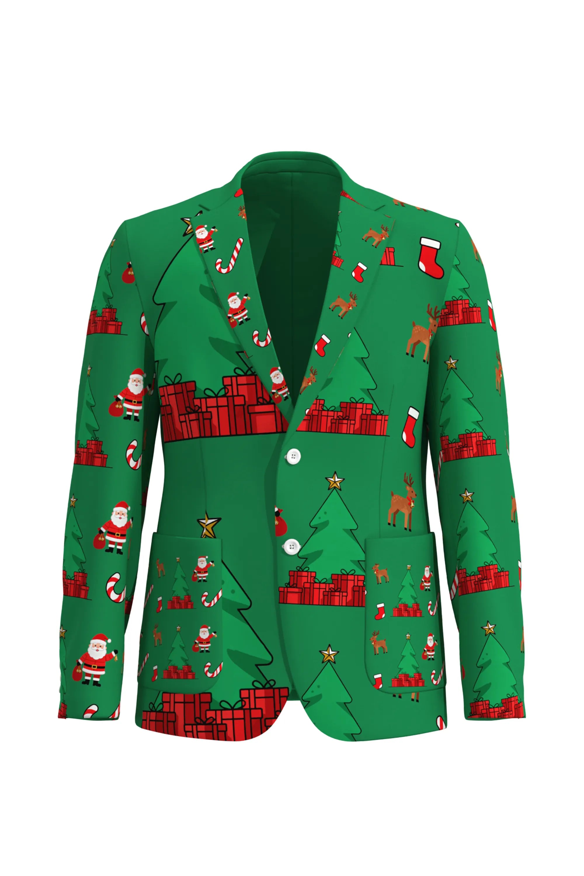 Men's Trees Pattern Christmas Eve Party 2 Piece Suit