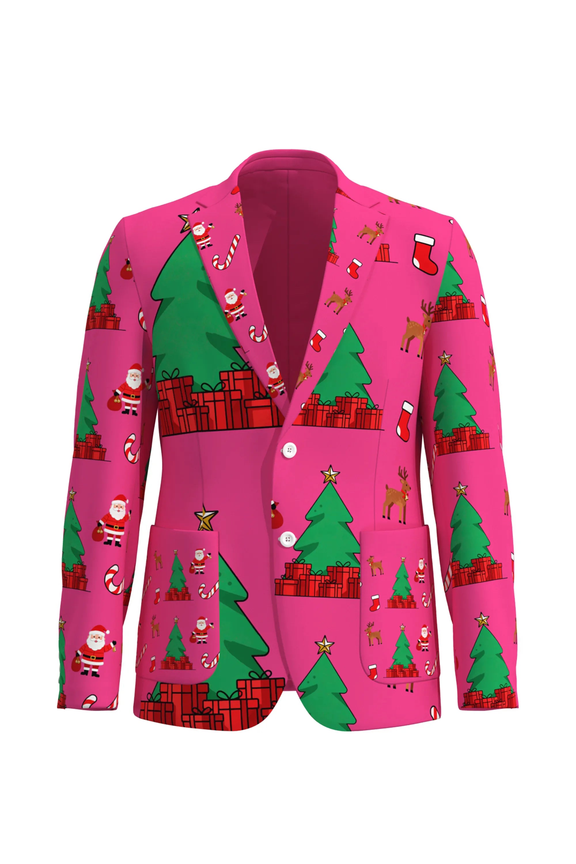 Men's Trees Pattern Christmas Eve Party 2 Piece Suit
