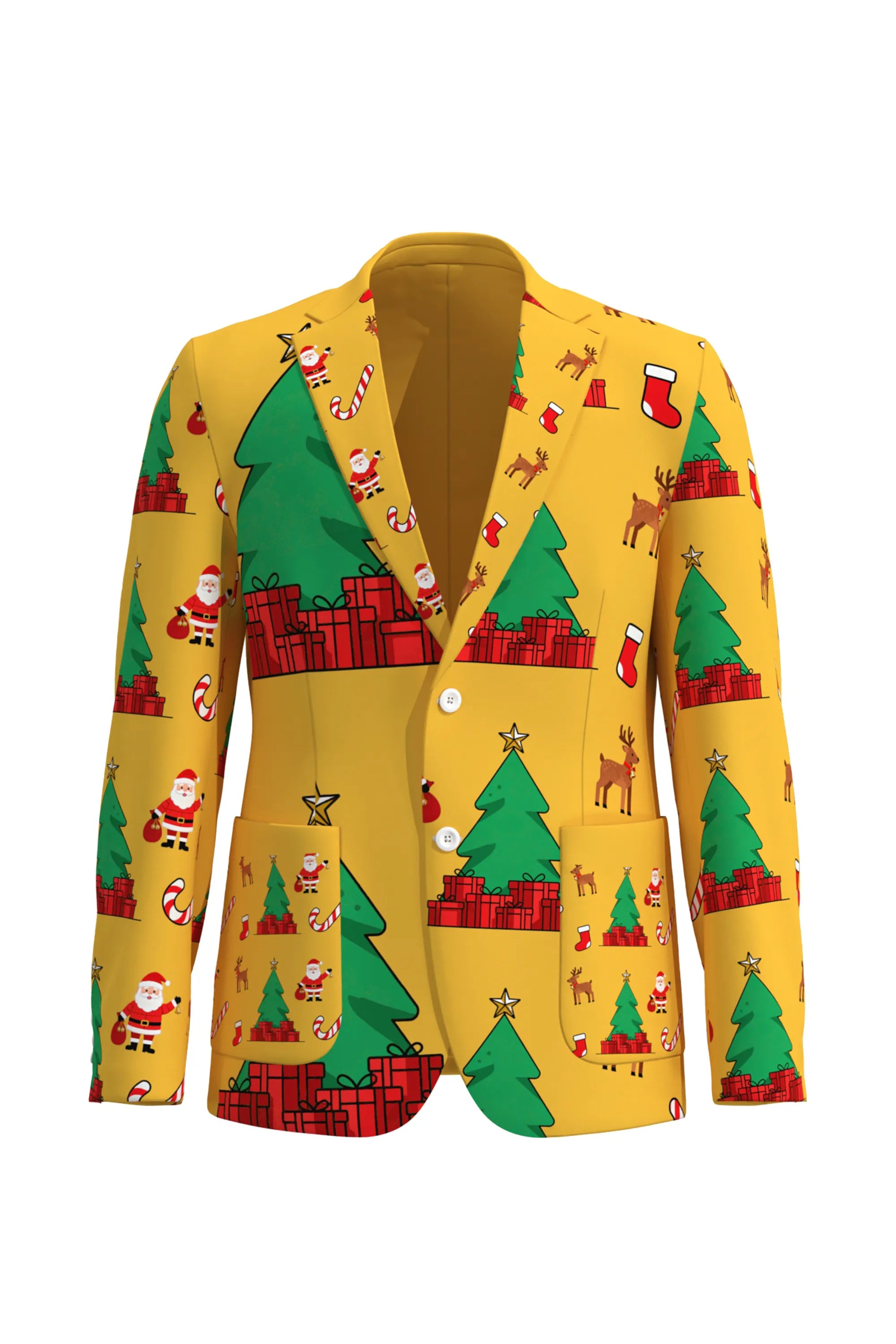 Men's Trees Pattern Christmas Eve Party 2 Piece Suit