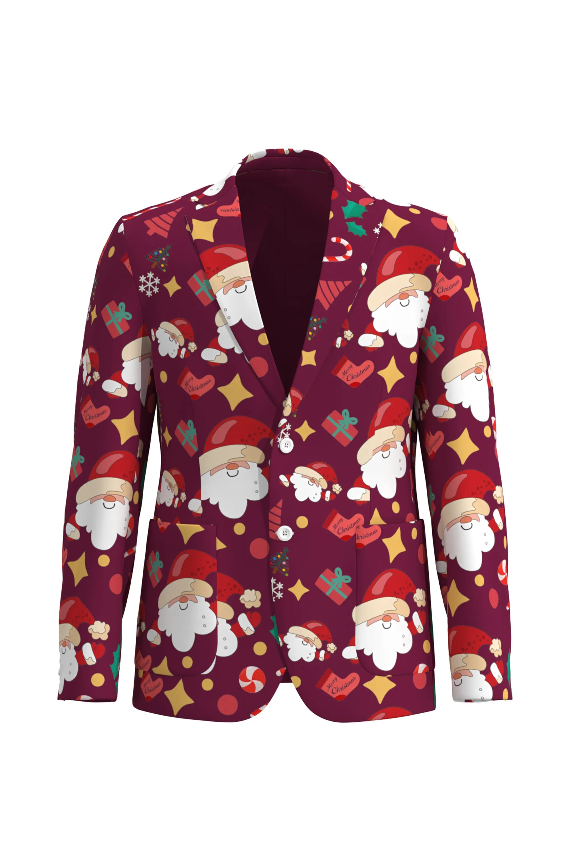 Men's Funny Pattern Christmas Eve Party 2 Piece Suit