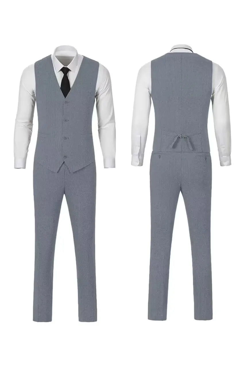 Men's Retro Slim Fit Herringbone 3 Piece Siut - Upgraded Version