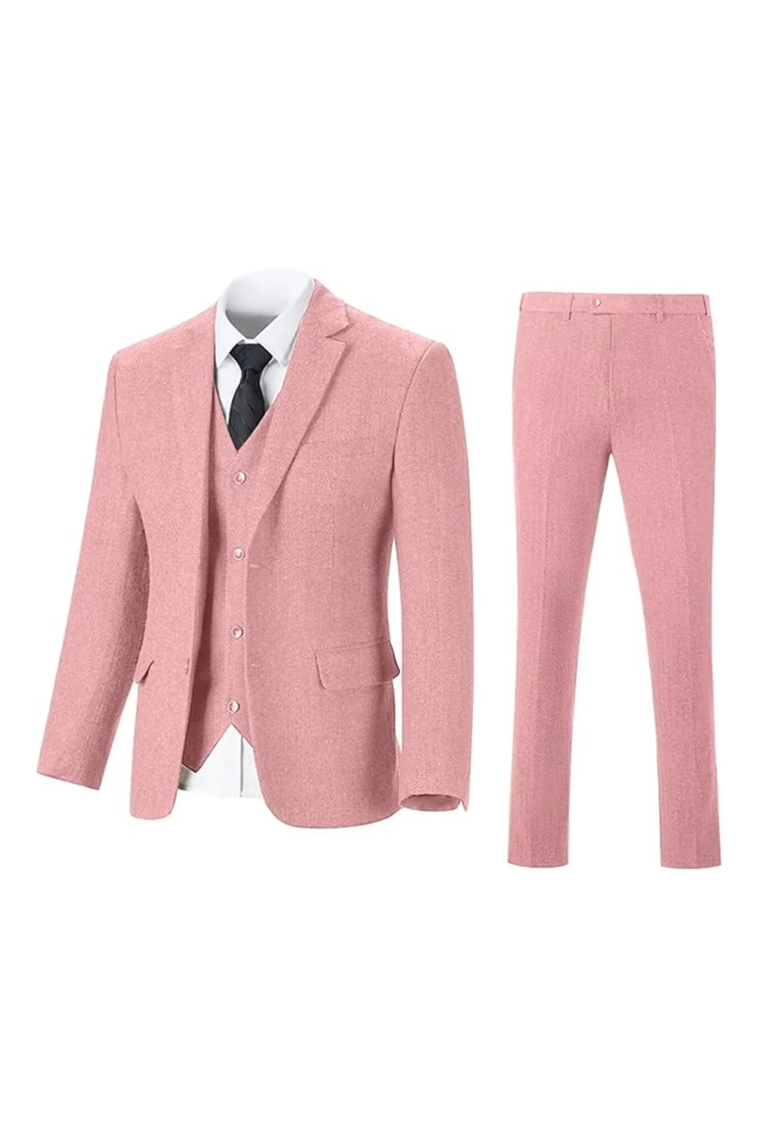 Men's Retro Slim Fit Herringbone 3 Piece Siut - Upgraded Version