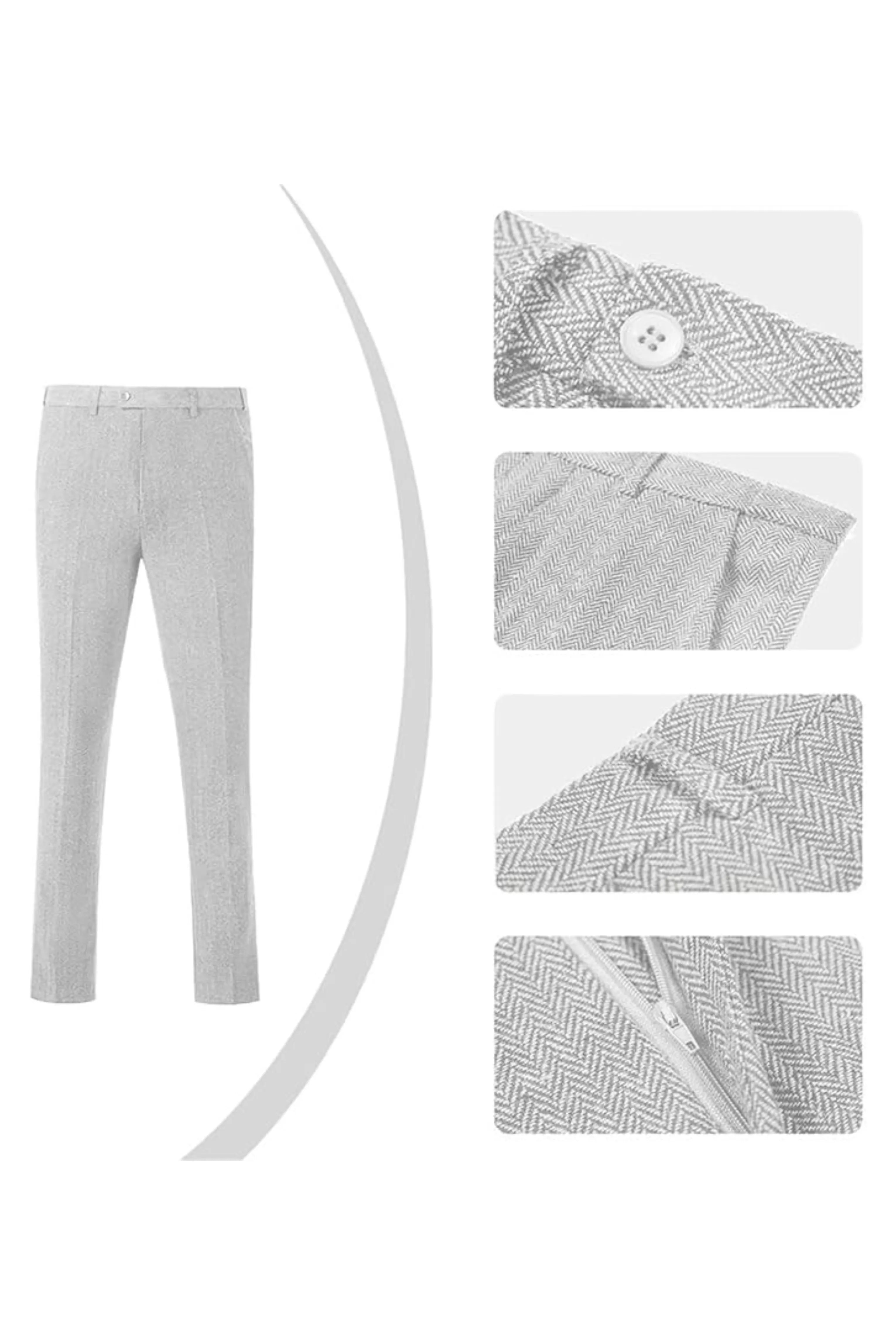 Men's Retro Slim Fit Herringbone 3 Piece Siut - Upgraded Version