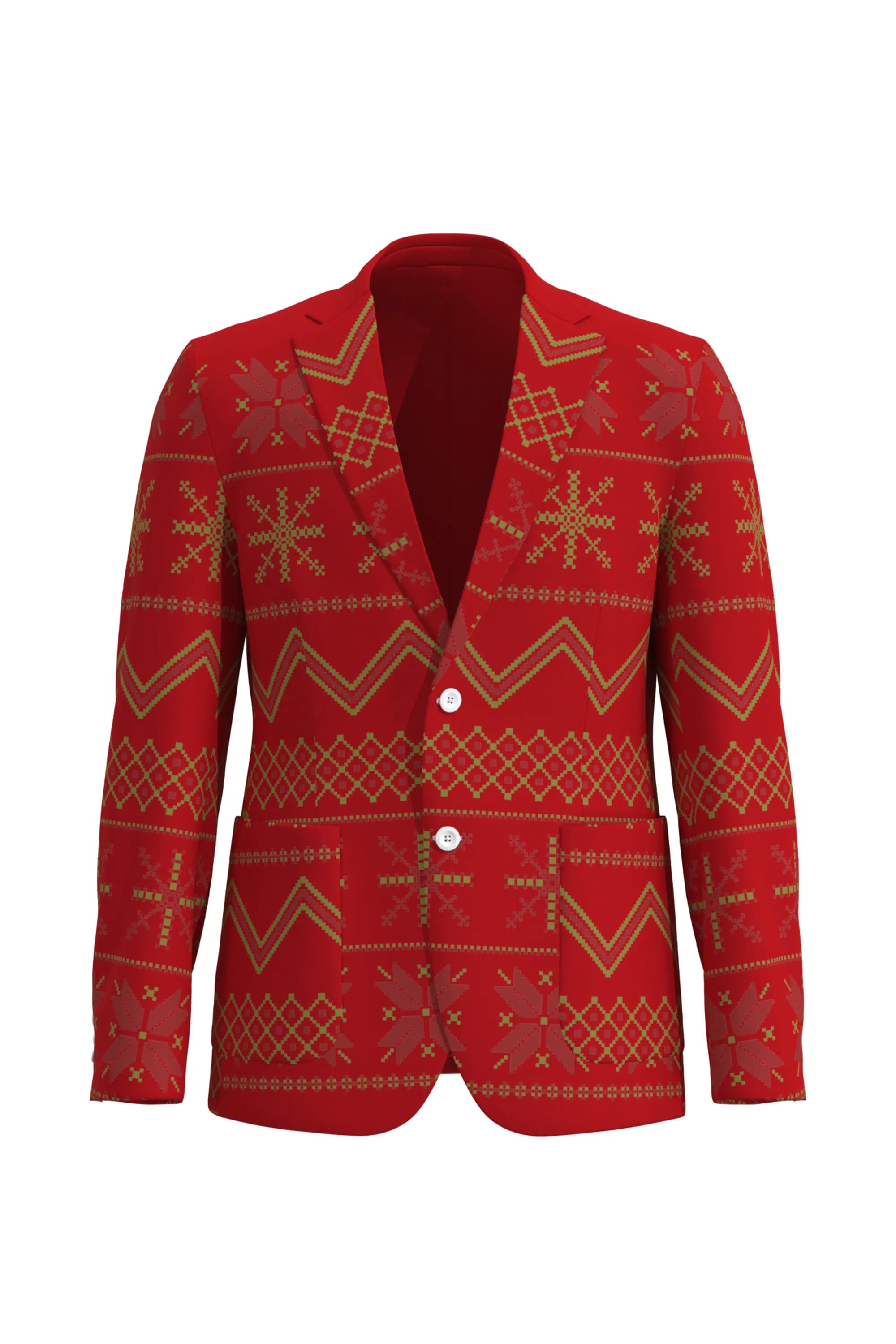 Men's Snowflake Christmas Eve Party 2 Piece Suit