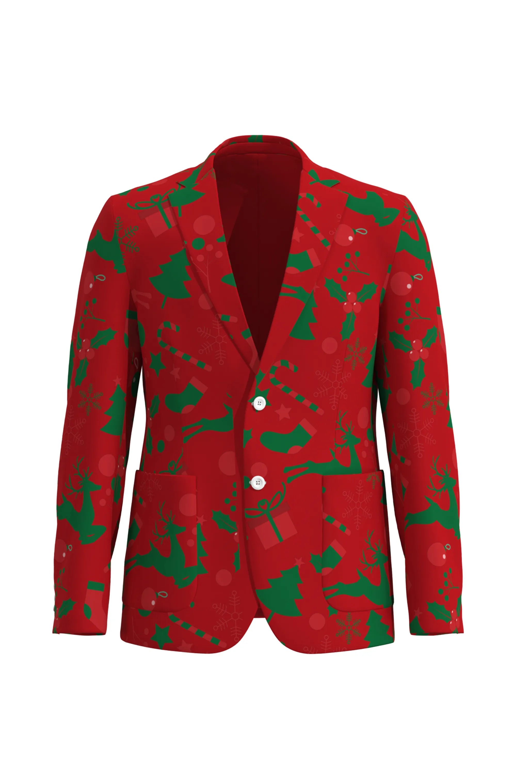 Men's Funny Pattern Christmas Eve Party 2 Piece Suit