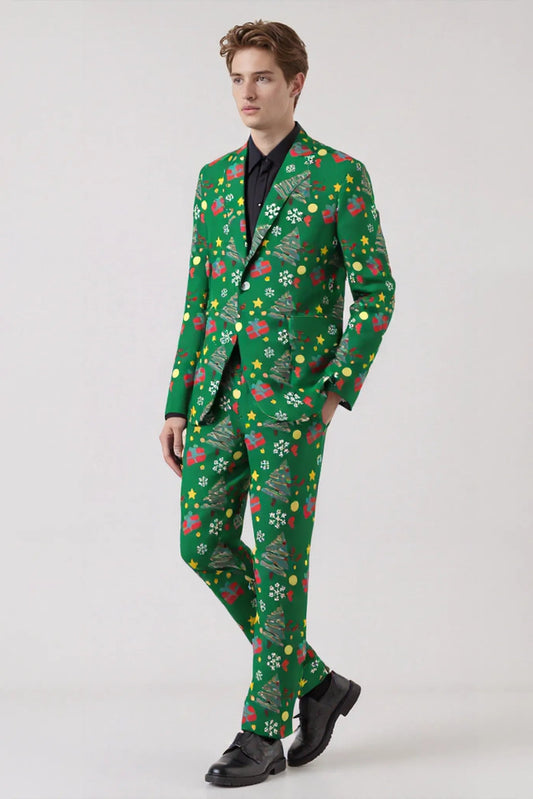 Men's Snowflake Christmas Eve Party 2 Piece Suit