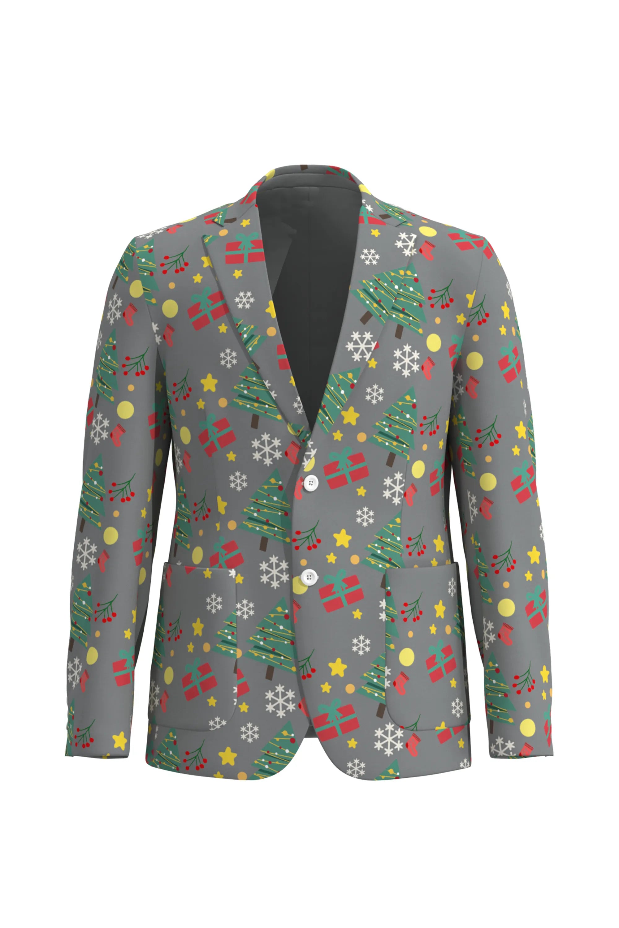 Men's Snowflake Christmas Eve Party 2 Piece Suit