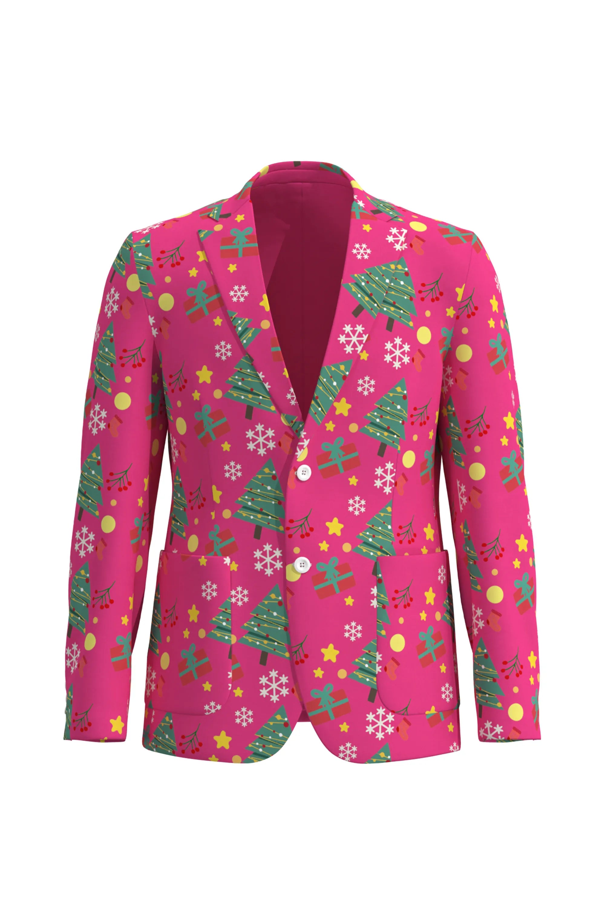 Men's Snowflake Christmas Eve Party 2 Piece Suit