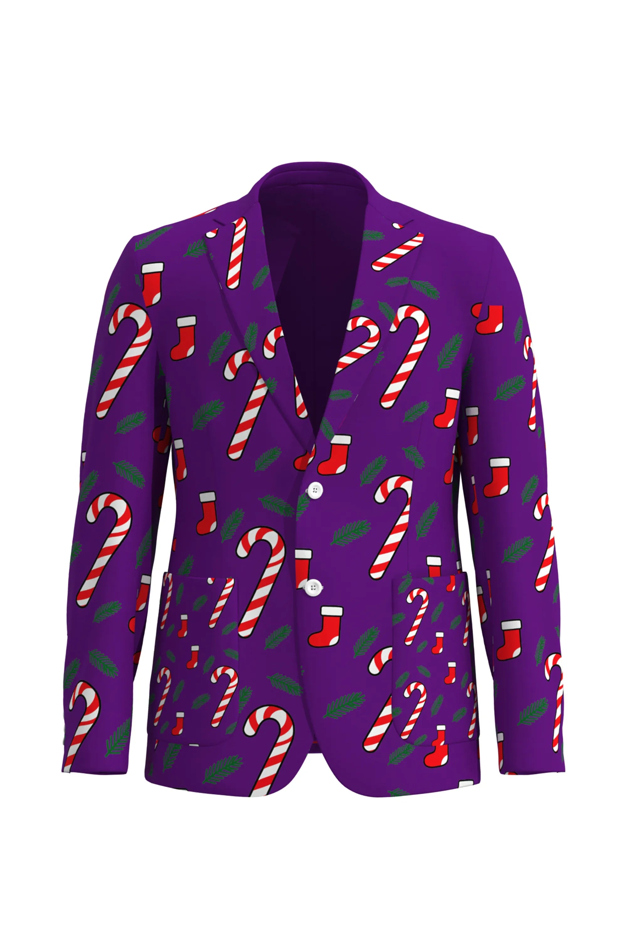 Men's Stockings Pattern Christmas Eve Party 2 Piece Suit