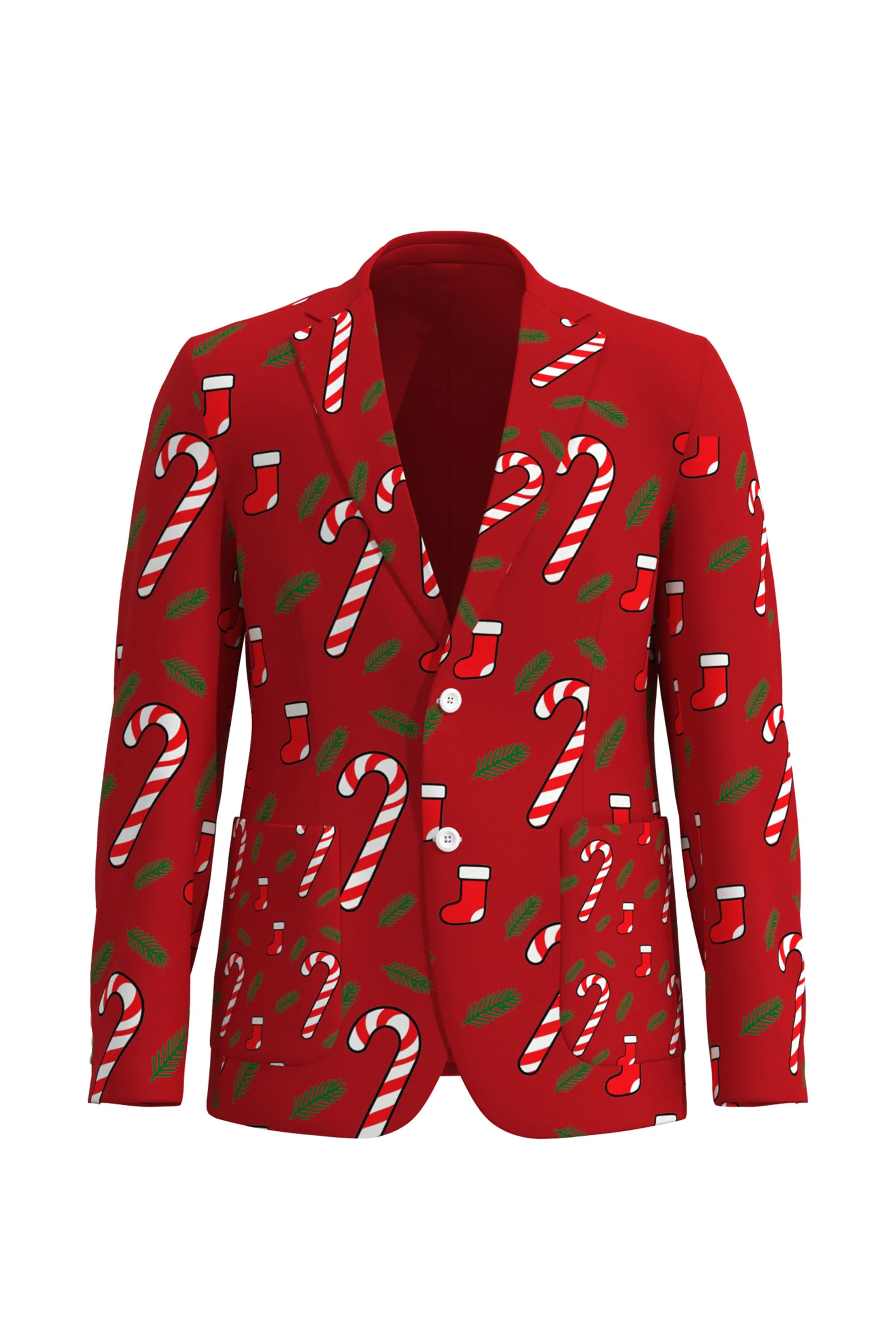 Men's Stockings Pattern Christmas Eve Party 2 Piece Suit