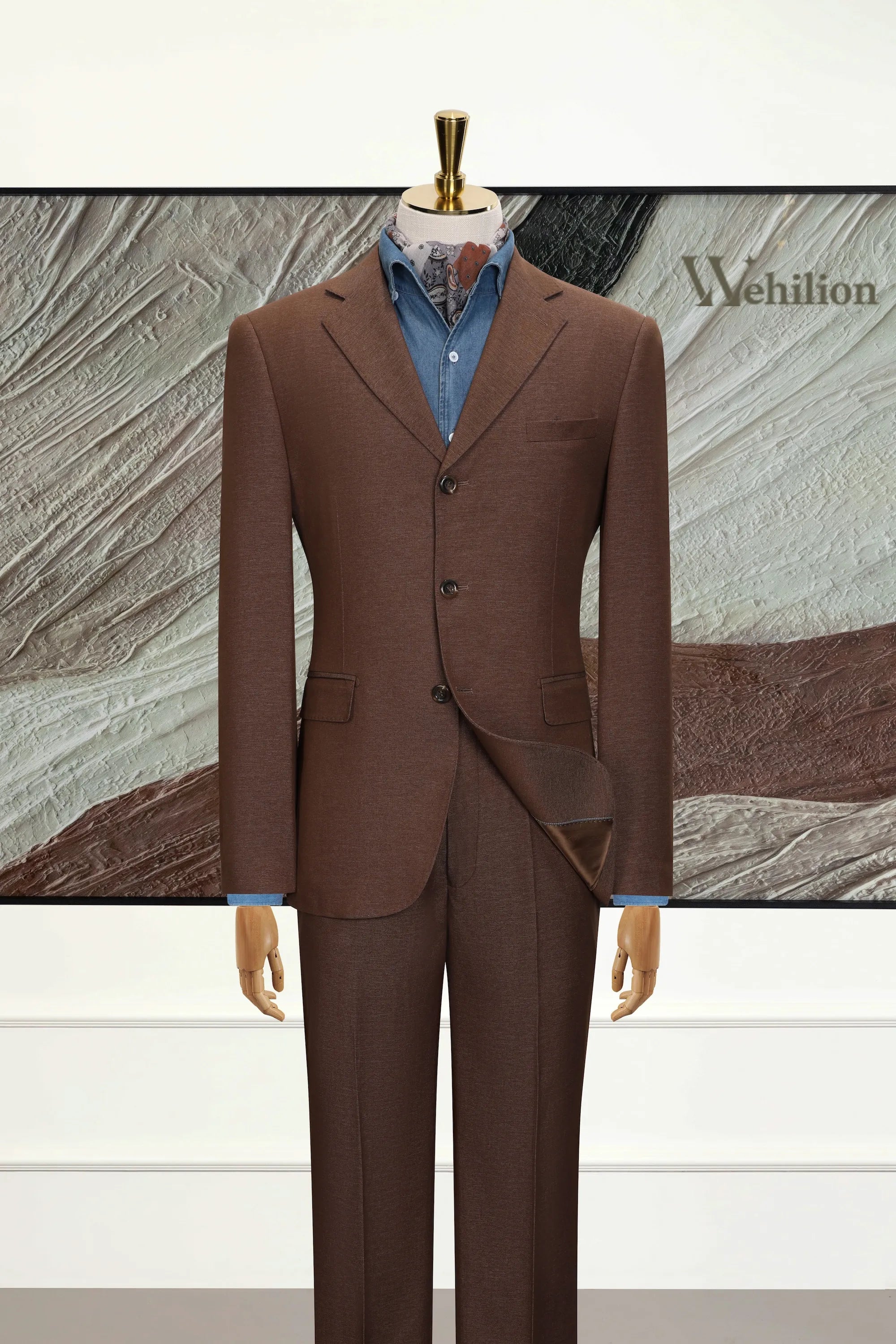 Men's Brown Denim 2 Piece Suits