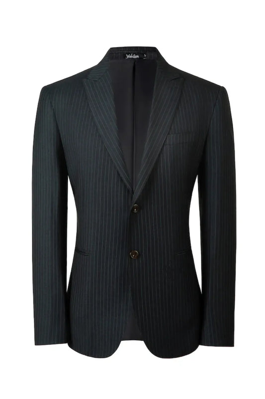 Men's Drak Blue Stripe Peak Lapel Blazer