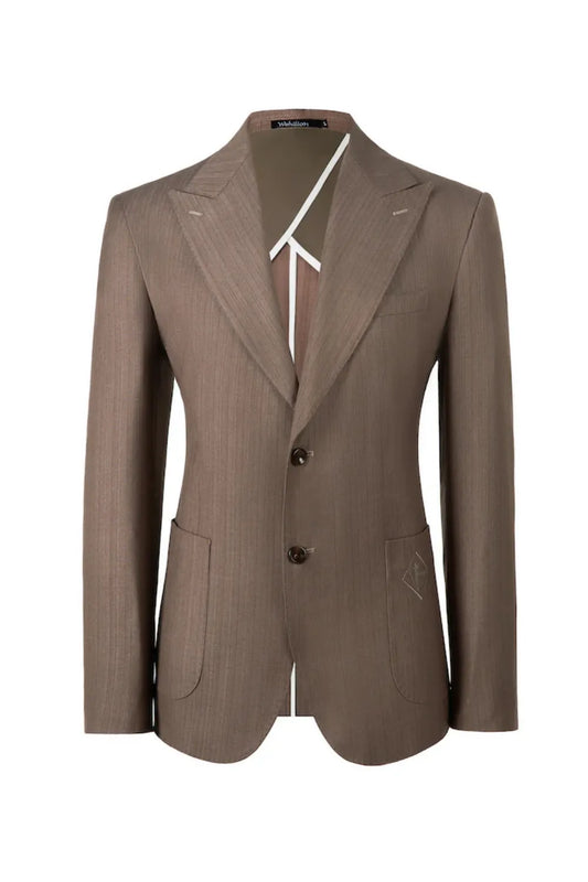 Men's Khaki Pinstripe 2 Button Blazer