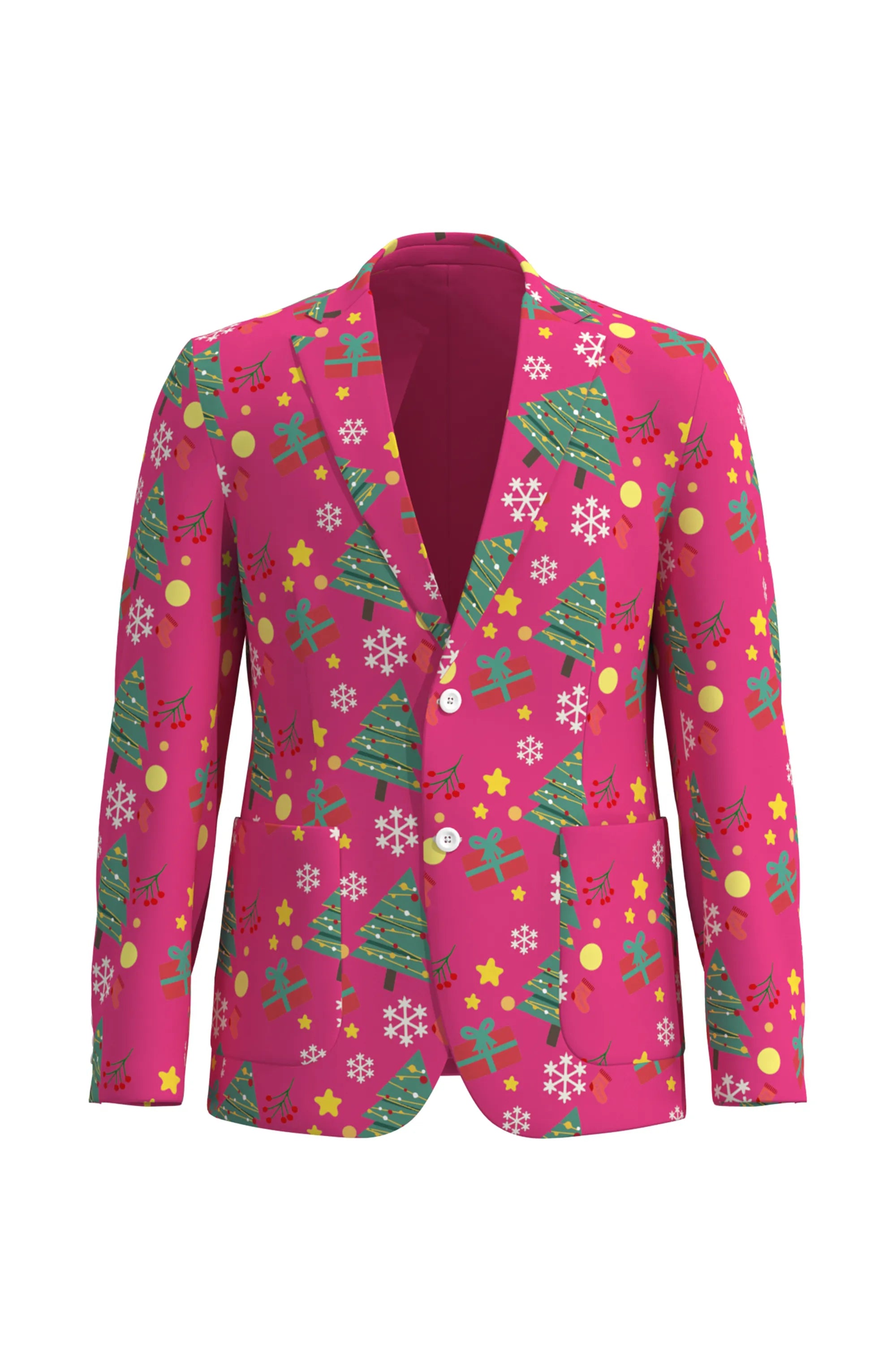 Men's Tree Pattern Christmas Eve Party 2 Piece Suit