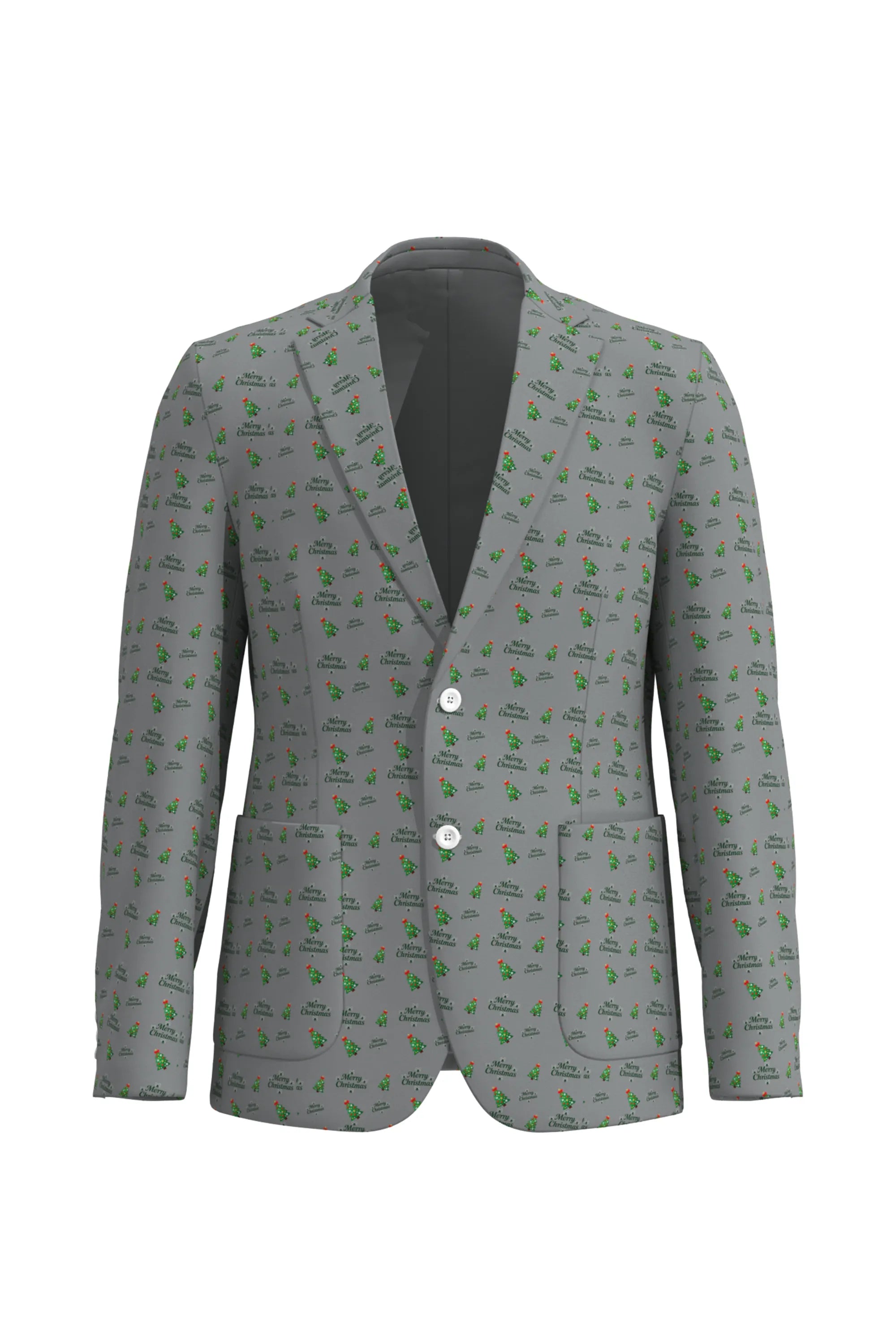 Men's Tree Pattern Christmas Eve Party 2 Piece Suit