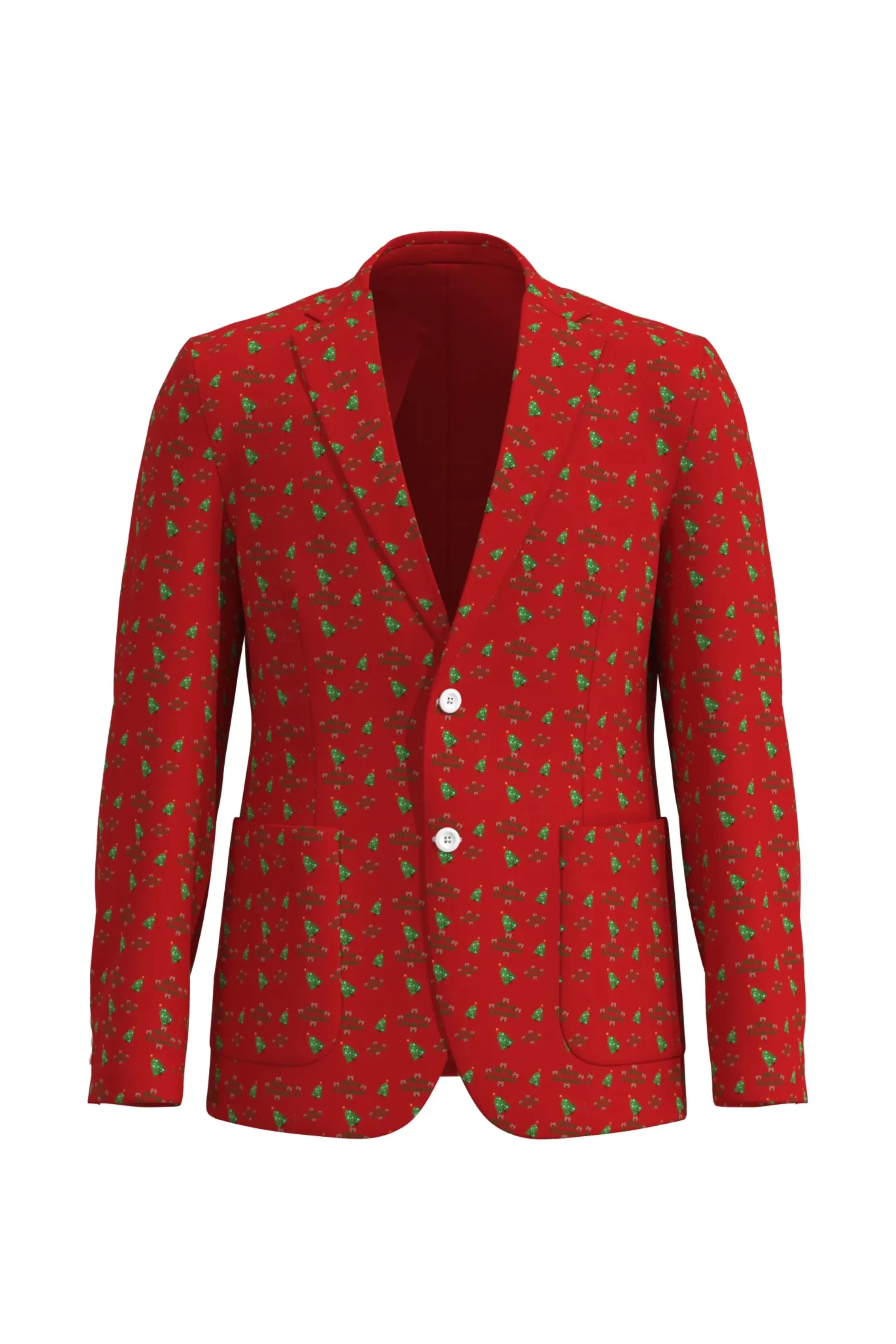 Men's Tree Pattern Christmas Eve Party 2 Piece Suit