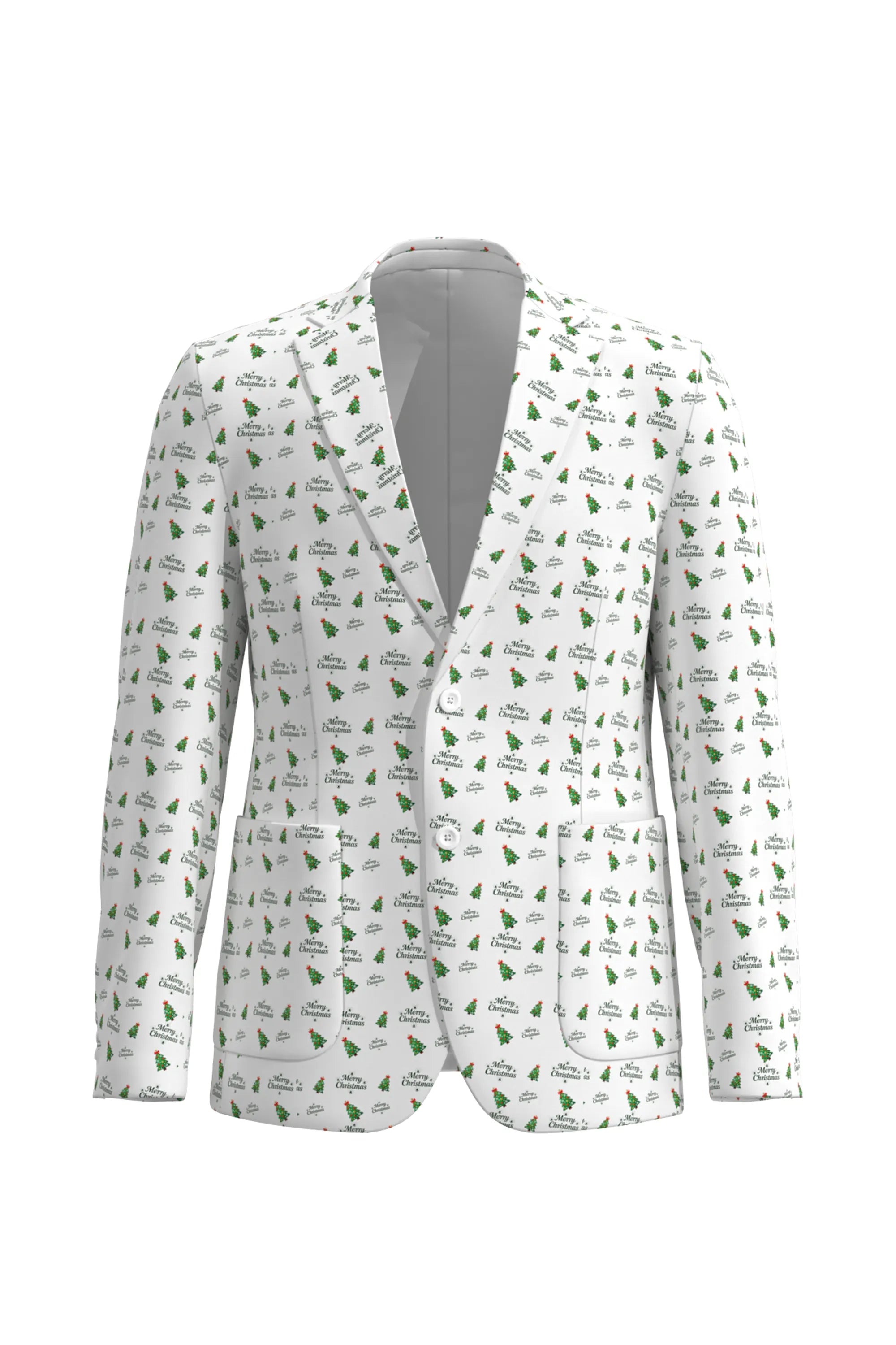 Men's Tree Pattern Christmas Eve Party 2 Piece Suit