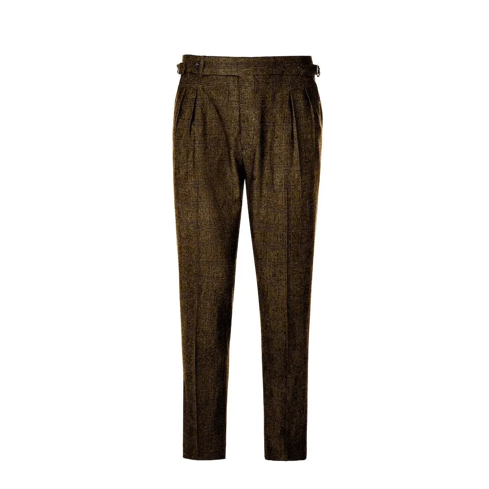 Men's Casual Plaid Wool 2 Piece Suit