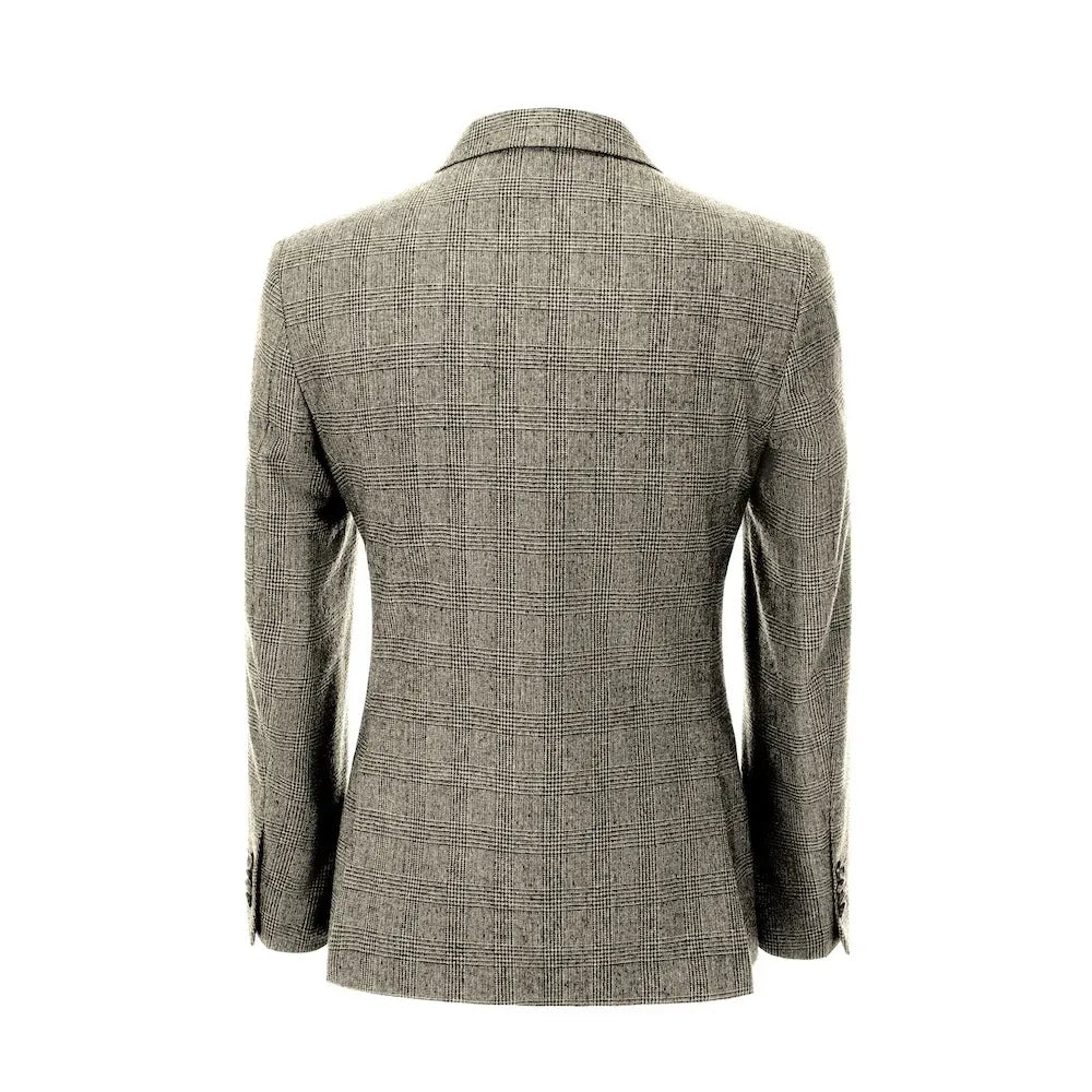 Men's Casual Plaid Wool 2 Piece Suit