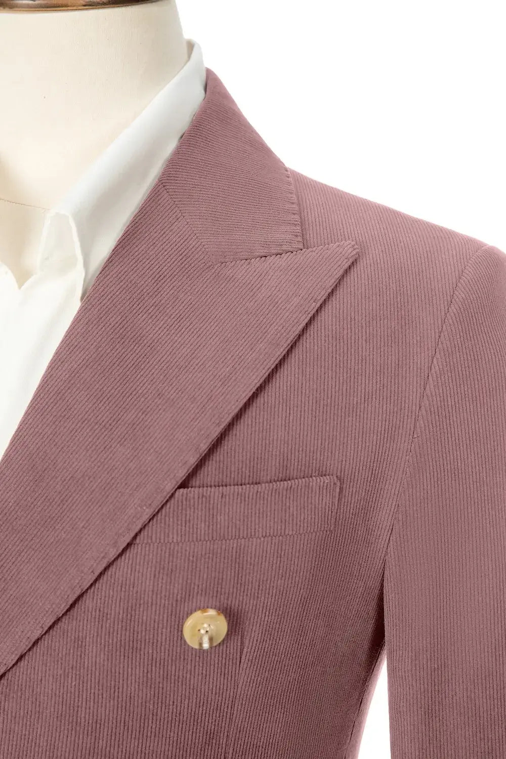 Men's Peak Lapel Double Breasted Corduroy 2 Piece Suit