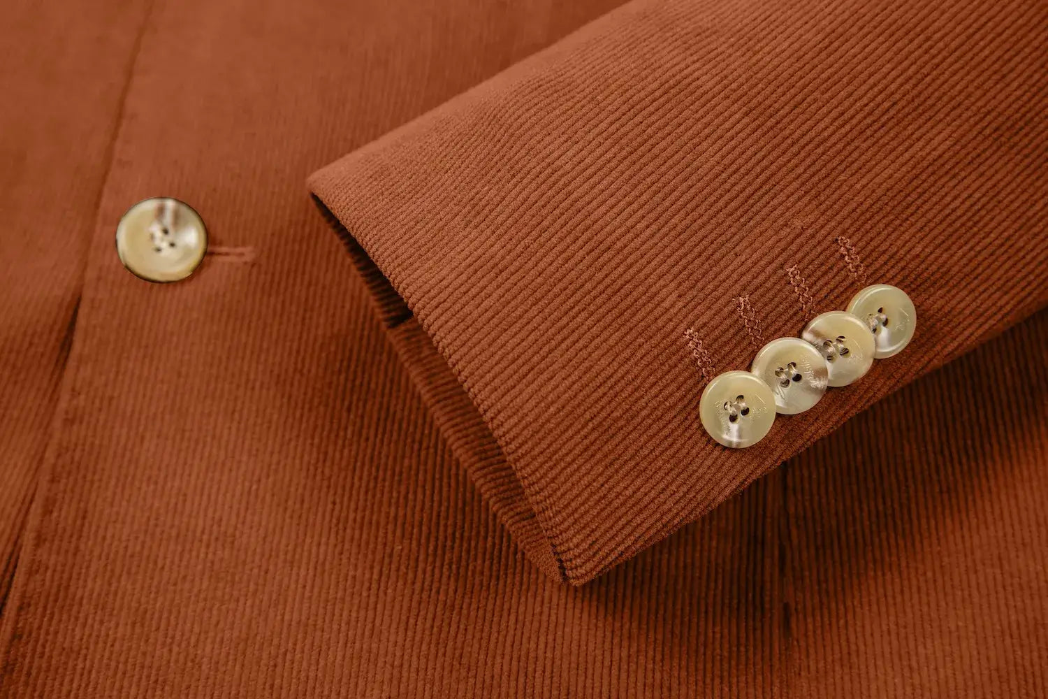 Men's Peak Lapel Double Breasted Corduroy 2 Piece Suit