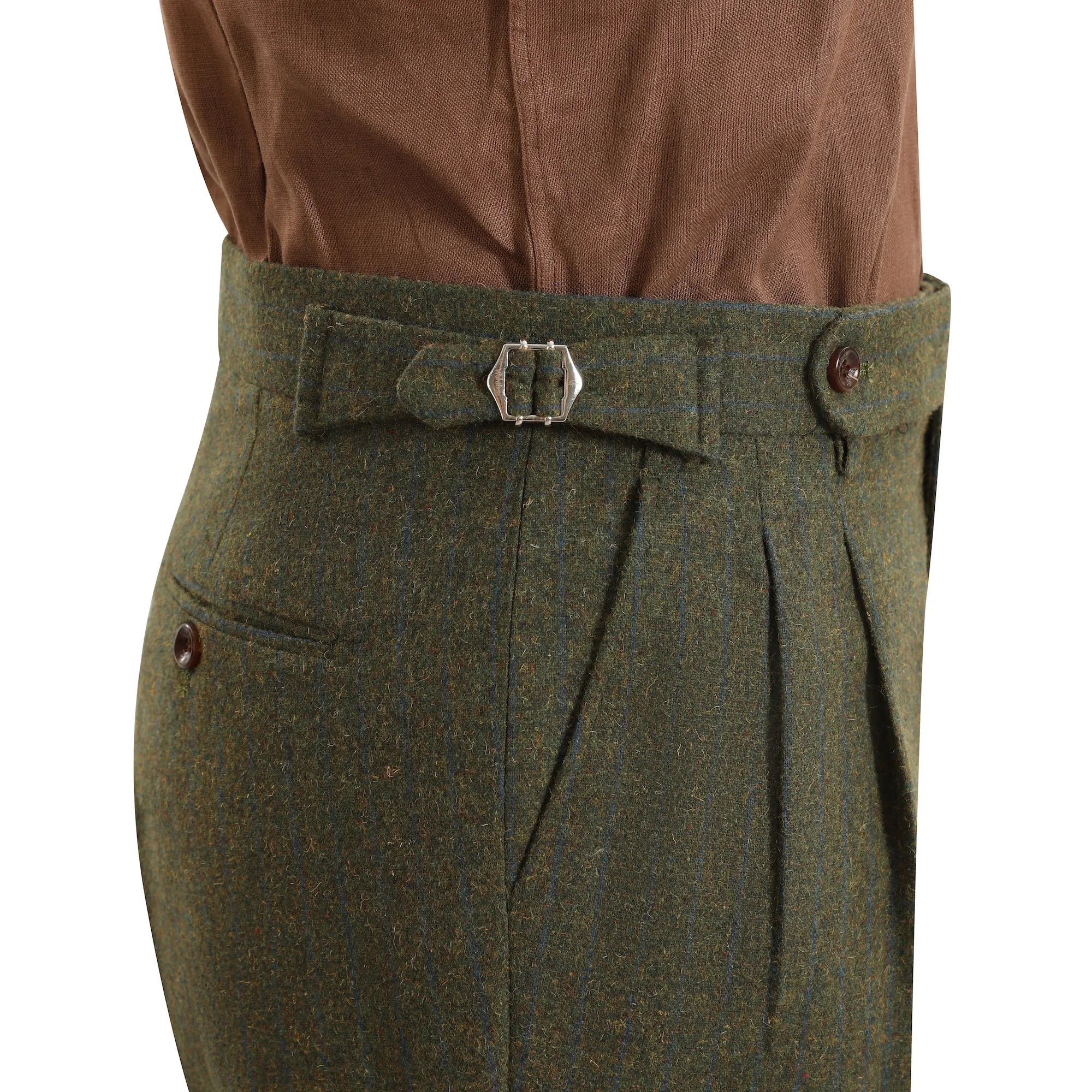 Men's Green Wool Herringbone 2 Piece Suits