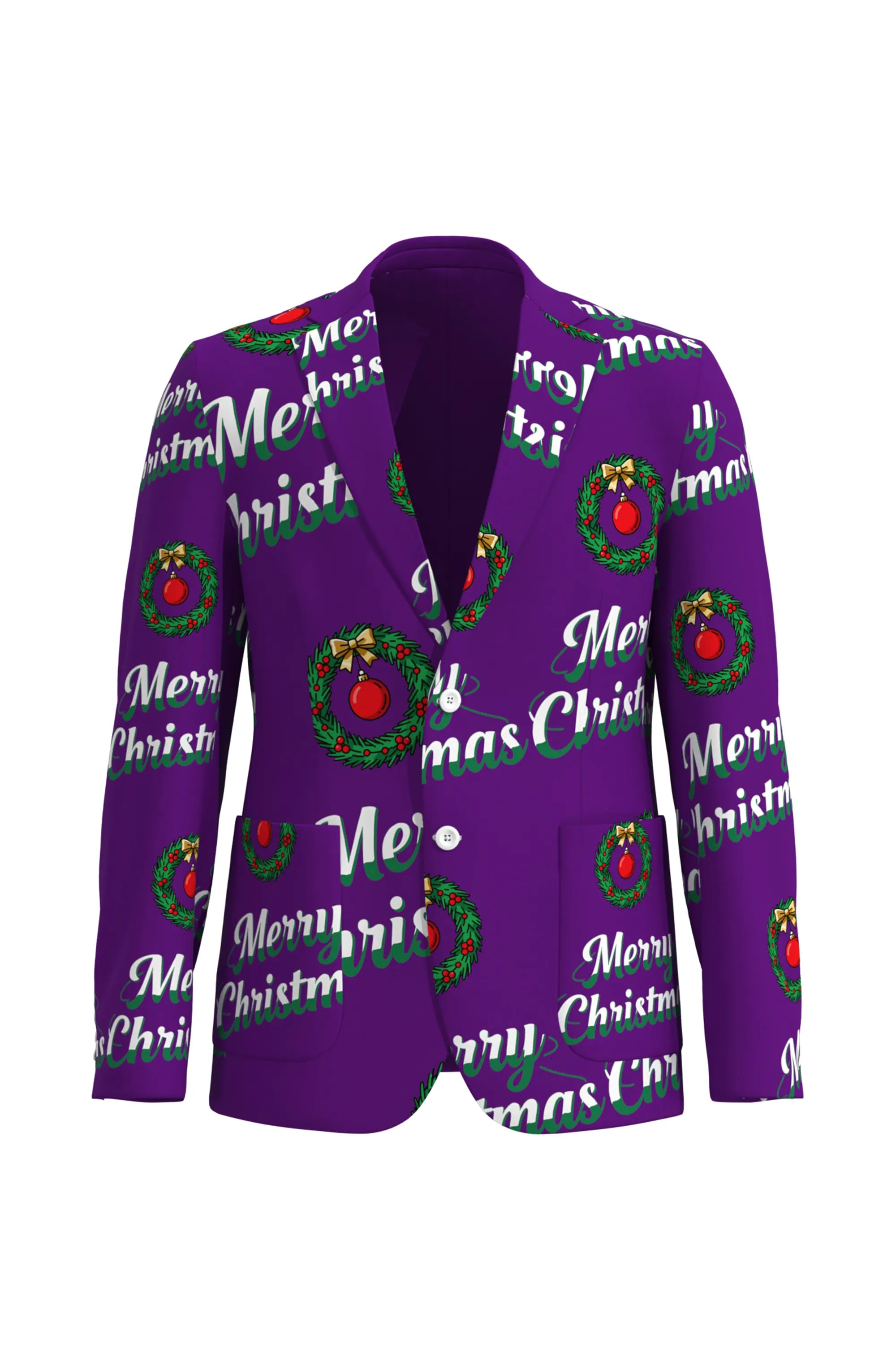 Men's Funny Pattern Christmas Eve Party 2 Piece Suit