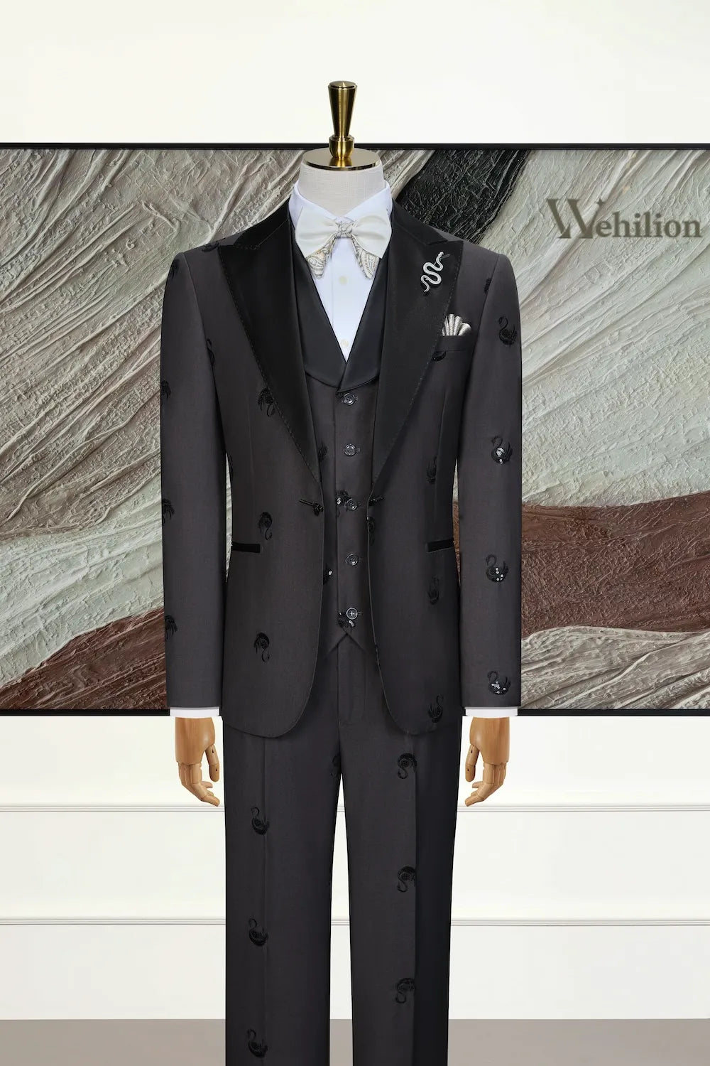 Men's Embroidered 3 Piece Tuxedo Suits